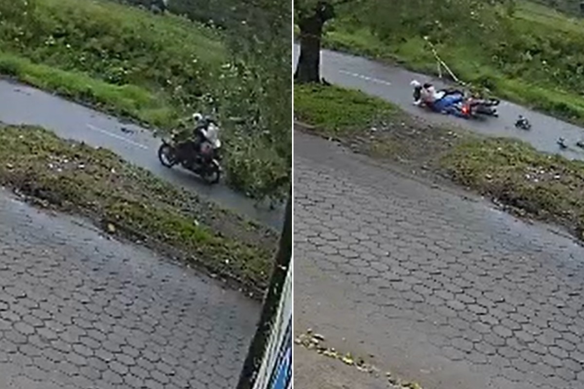 VÍDEO: Árvore cai sobre moto e deixa jovem ferida durante ventania no litoral de SP
