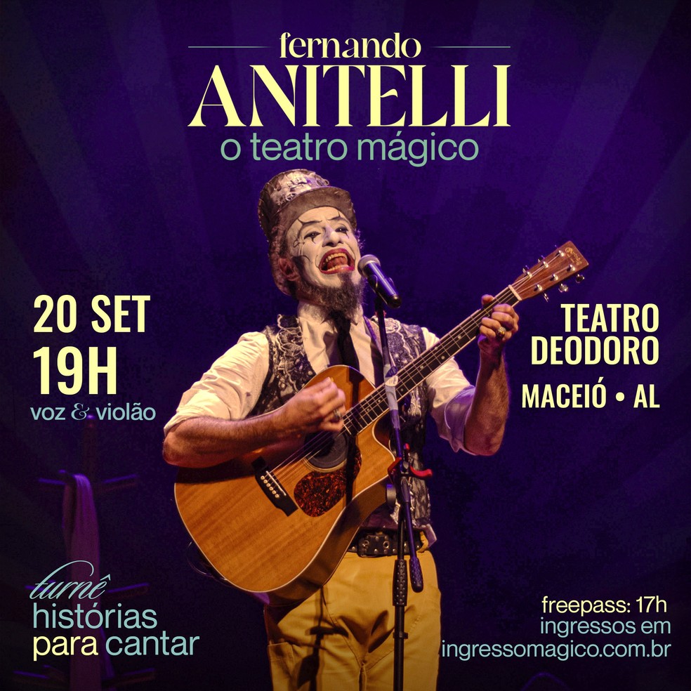 Fernando Anitelli canta Teatro Mágico Maceió Alagoas — Foto: Foto: Reprodução