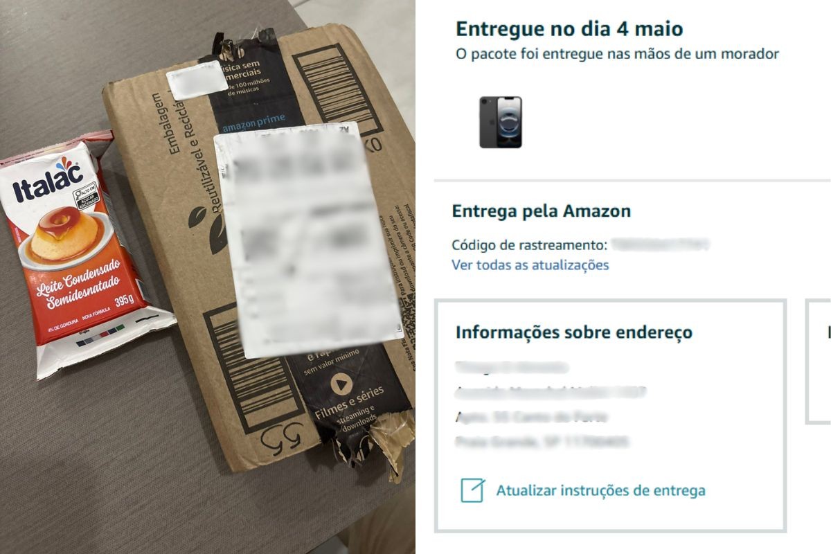 Jovem ganha iPhone de aniversário do marido, mas recebe leite condensado em entrega no litoral de SP; VÍDEO