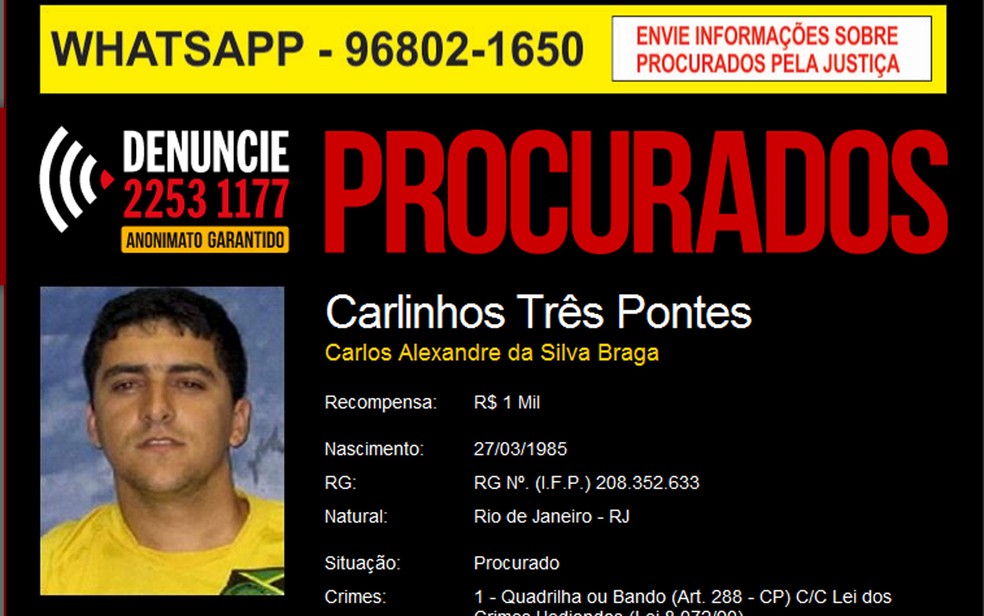 Crlinhos Três Pontes era líder de milícia na Zona Oeste — Foto: Reprodução