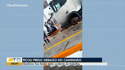 Mecânico fica preso embaixo de caminhão após acidente de trabalho
