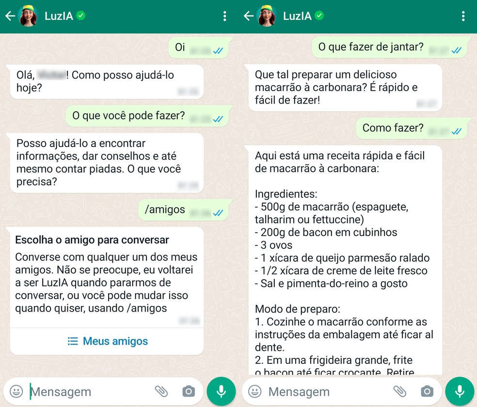 Assistente LuzIA está disponível para WhatsApp e Telegram — Foto: Reprodução