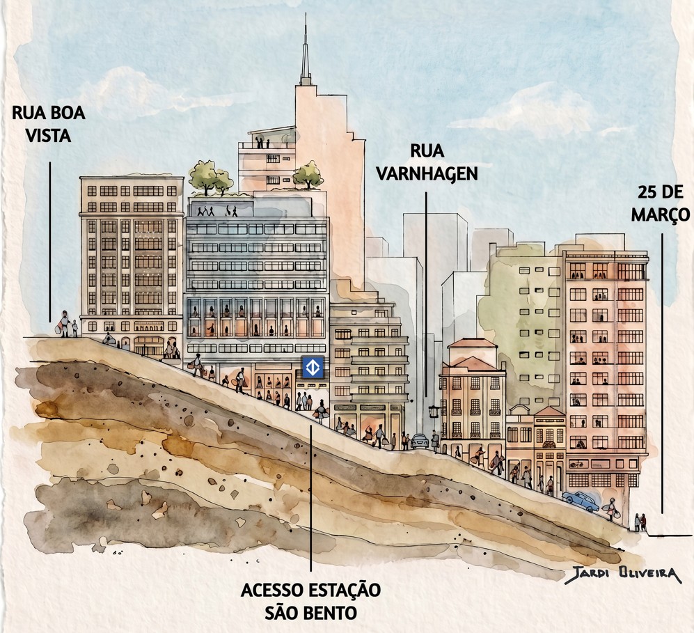 Ladeira Porto Geral — Foto: Arquiteto e ilustrador Jardi Oliveira/Arquivo pessoal