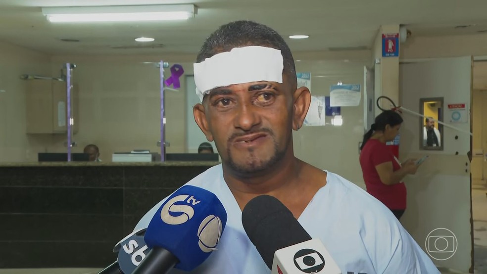 Ferido em desabamento do teto de santuário no Recife — Foto: Reprodução/TV Globo