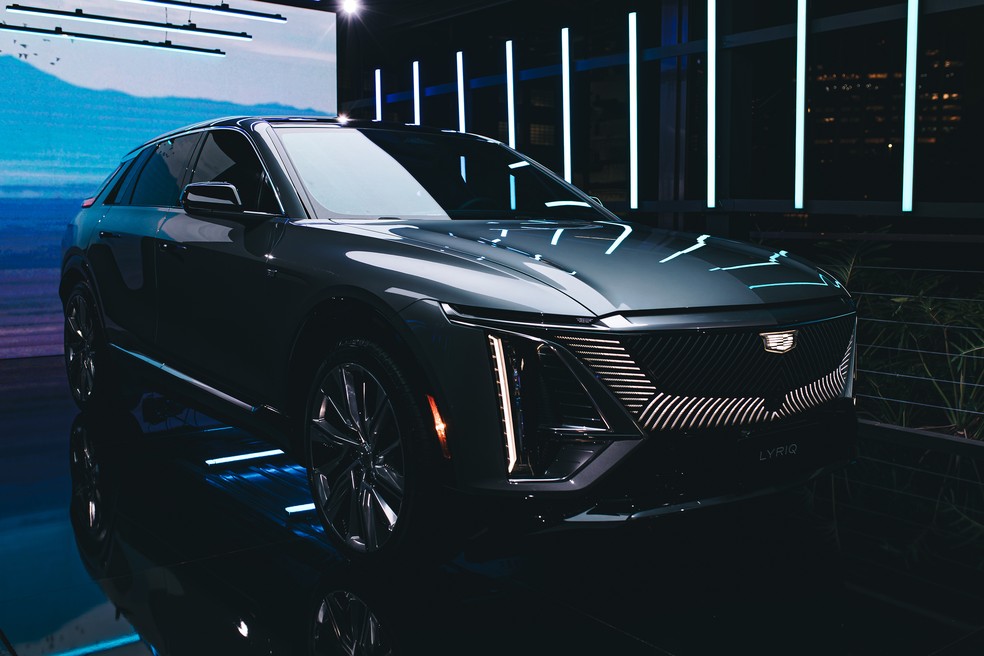 Cadillac Lyriq durante evento de anúncio da chegada da marca ao Brasil — Foto: Divulgação