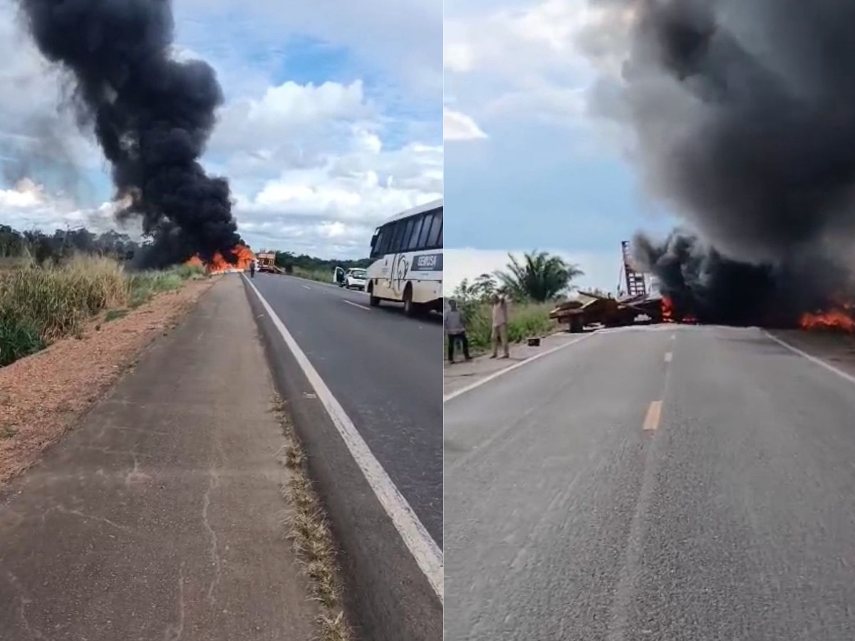 Motorista morre e outro fica ferido após acidente entre carretas na BR-364 em RO
