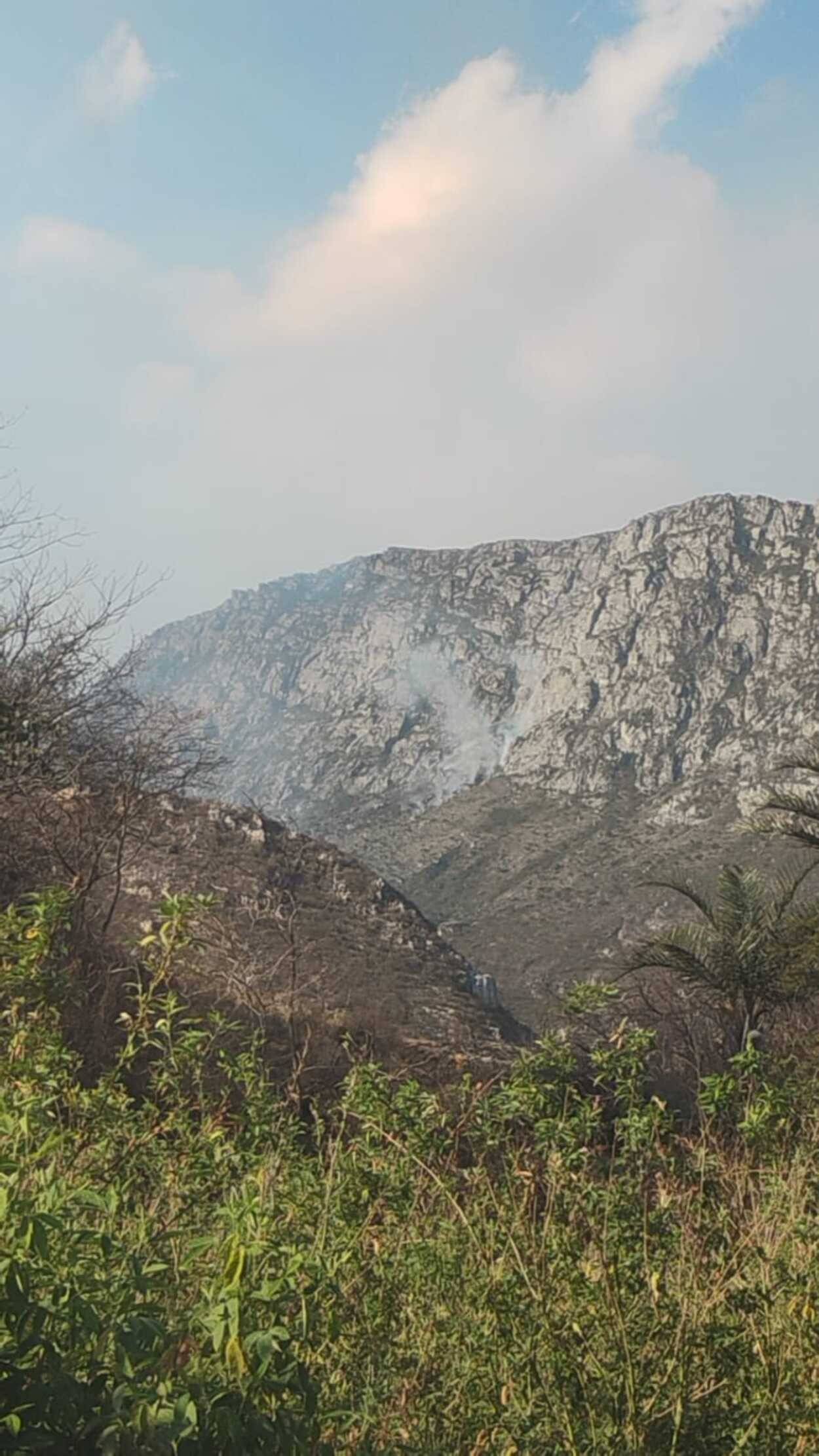 Bombeiros enfrentam 2 horas de trilha para chegar a incêndio florestal no Norte de MG