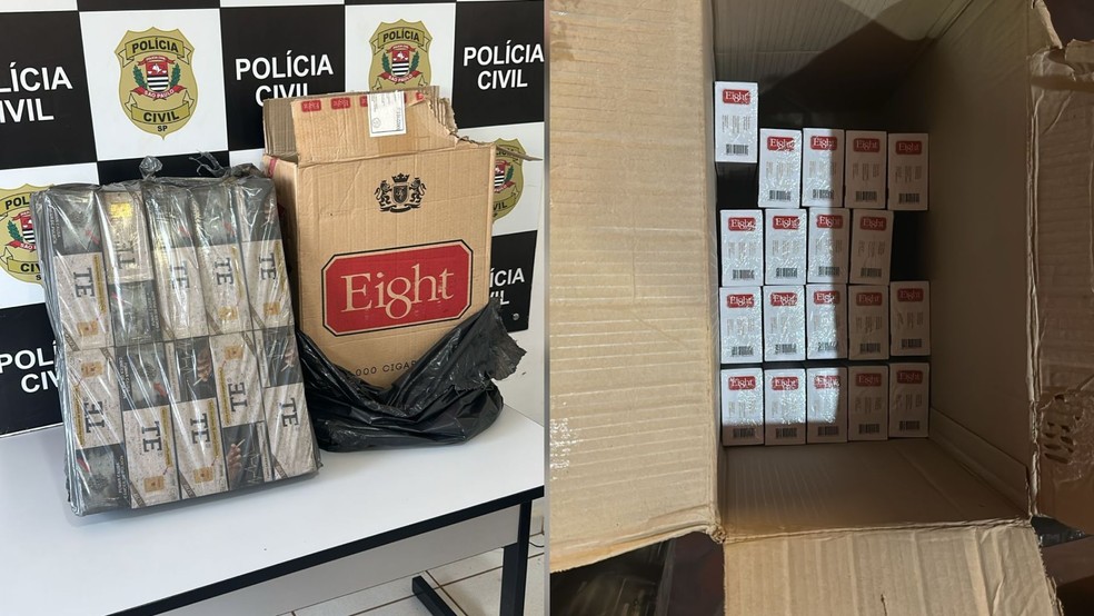 Operação em bar de Itapuí flagra 737 maços de cigarros do Paraguai — Foto: Polícia Civil/Divulgação
