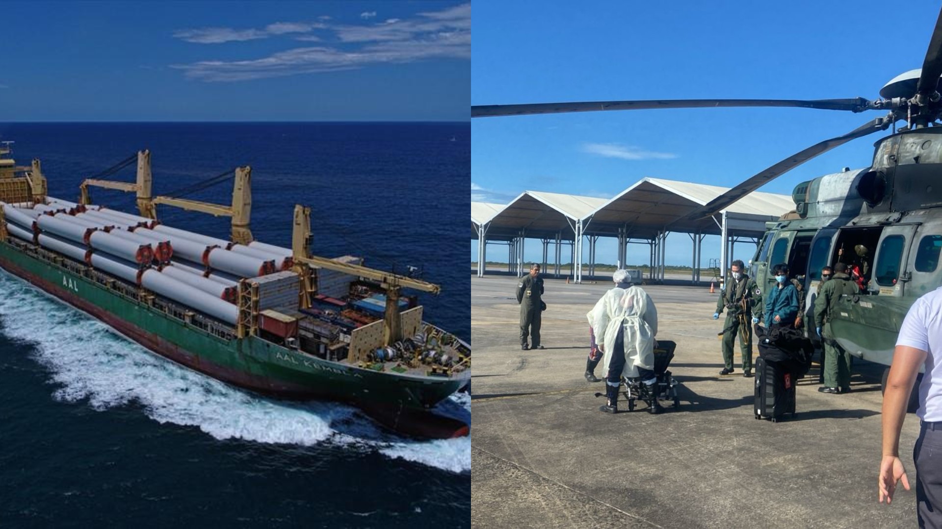 Filipino com suspeita de tuberculose em navio é resgatado de helicóptero para Natal