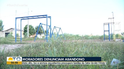 Moradores reclamam de abandono em área de lazer e mato alto em bairro de Palmas