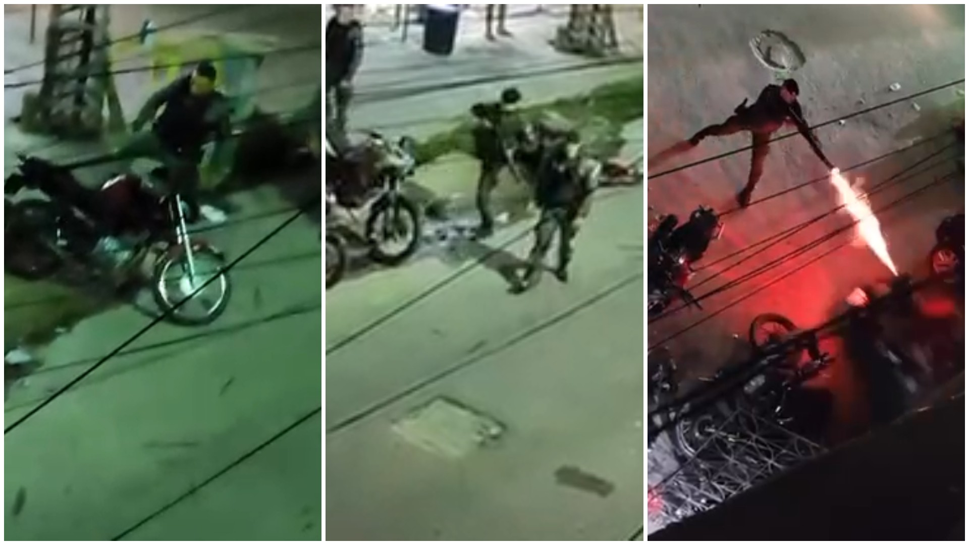 Vídeo: policiais derrubam a chutes motos estacionadas em praça após denúncia de som alto