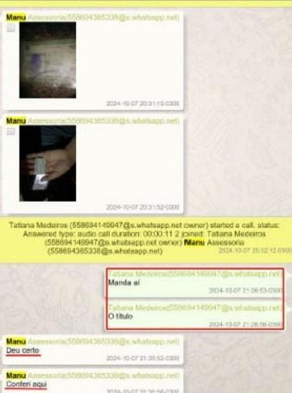 'Gastei R$ 1 milhão' e 'o cargo é nosso': as mensagens apreendidas pela PF no inquérito sobre vereadora suspeita de compra de votos com apoio de facção — Foto: Divulgação