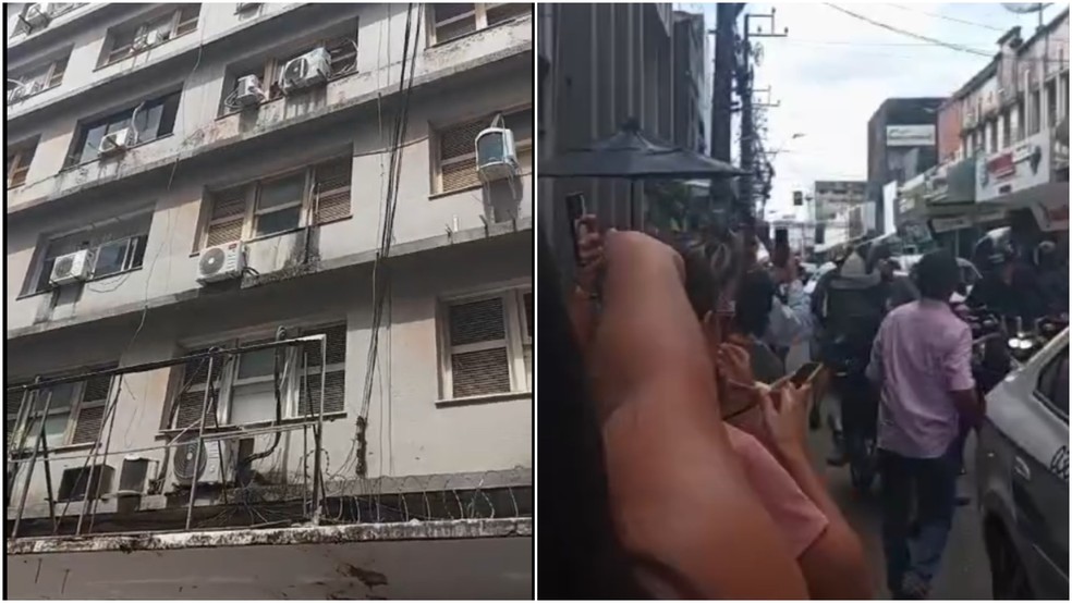 Laje desaba e assusta pessoas no Centro de Fortaleza — Foto: Reprodução
