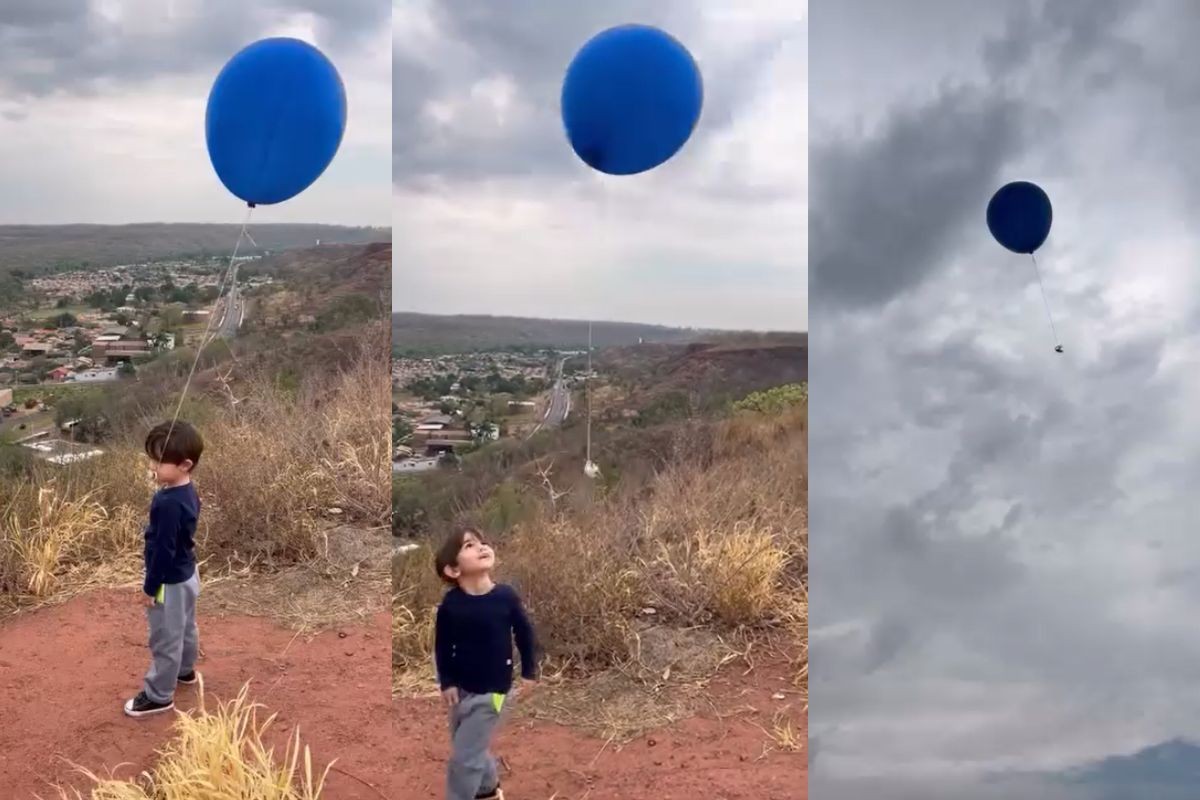 Menino de 3 anos se despede de chupeta com balão de gás hélio e viraliza em MS; veja vídeo