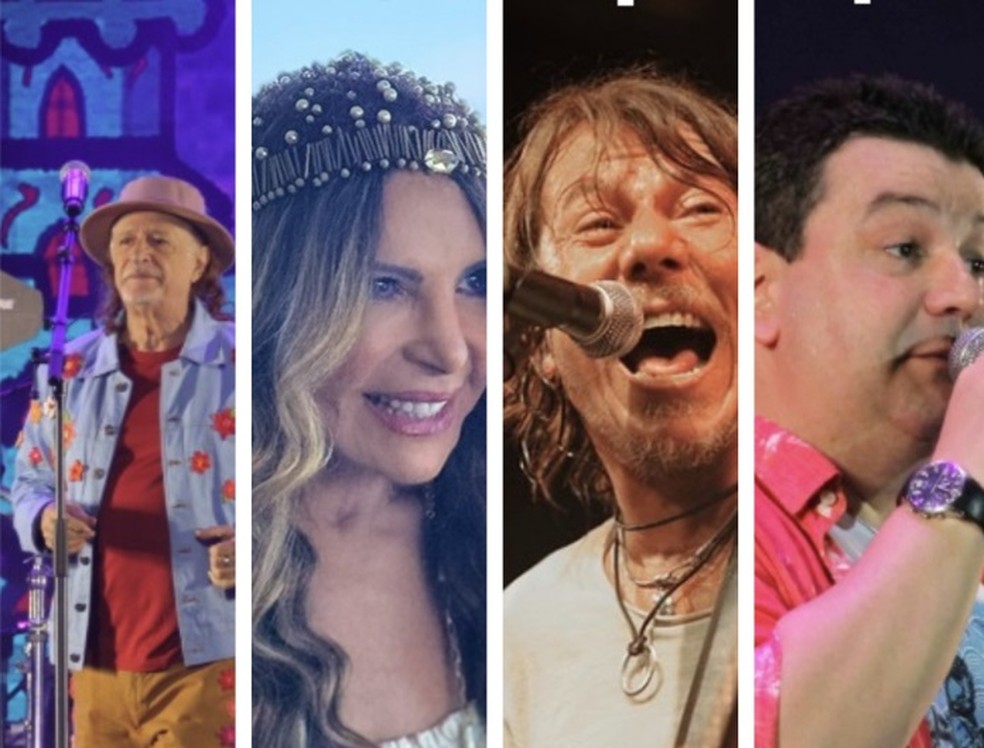 Alceu Valença, Elba Ramalho, Lenine e André Rio são atrações do encerramento do carnaval do Recife. — Foto: Montagem / G1
