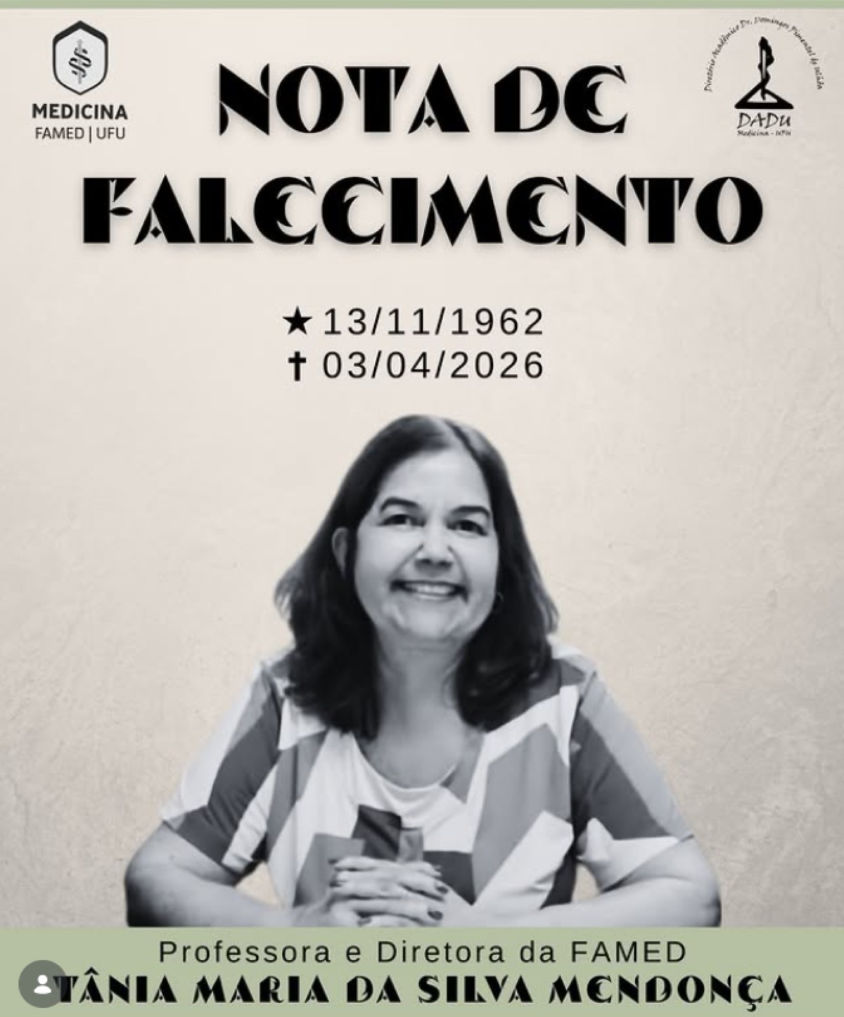 Morre diretora da Faculdade de Medicina da UFU em Uberlândia