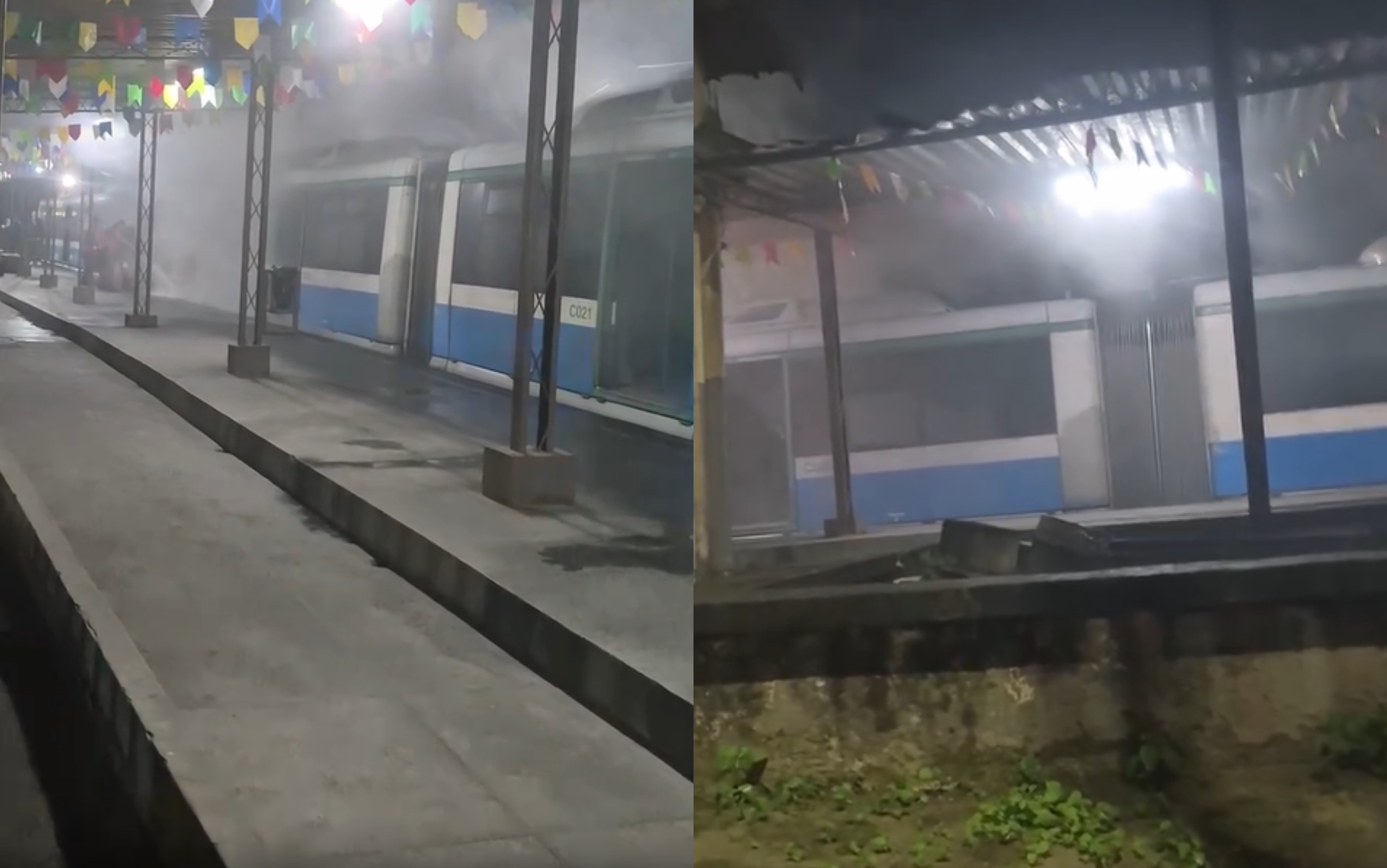 Trem pega fogo no sistema de VLTs da Estação Cabo de Santo Agostinho; VÍDEO