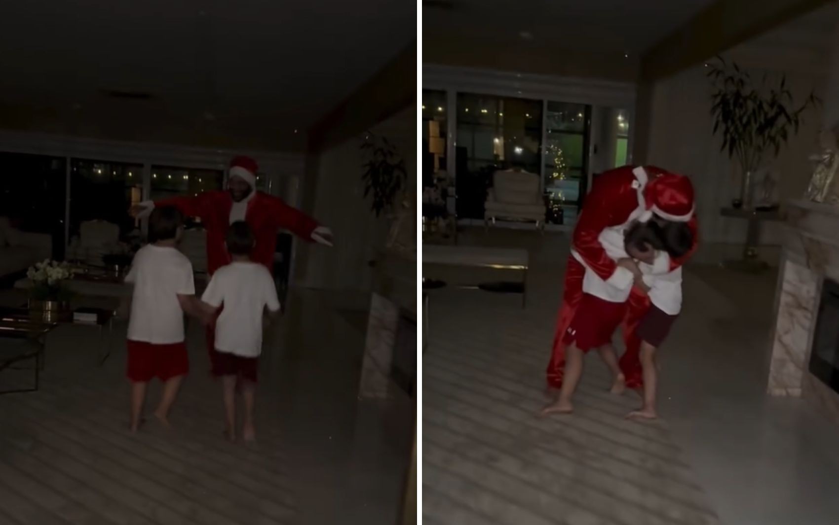 Gusttavo Lima se veste de Papai Noel e faz surpresa para os filhos; vídeo