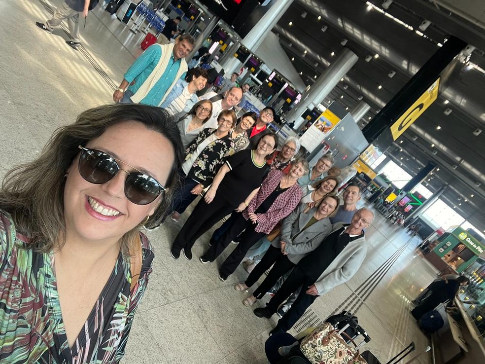 Grupo de turistas brasileiros embarcou para o Marrocos no último domingo com agência de Pederneiras (SP) — Foto: Ana Paula Campeão/Arquivo Pessoal