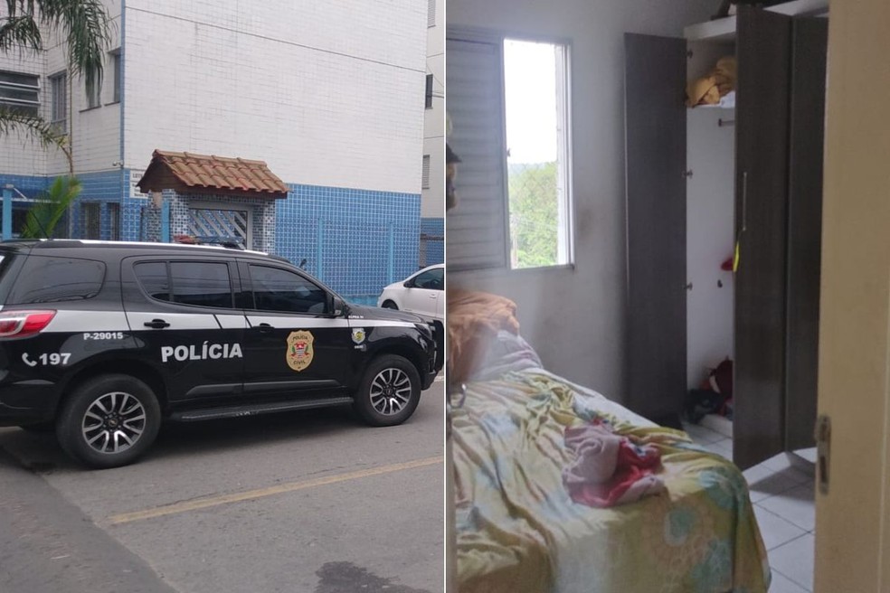 Polícia cumpriu mandado de busca e apreensão na casa do suspeito em São Vicente (SP) — Foto: Polícia Civil/Divulgação