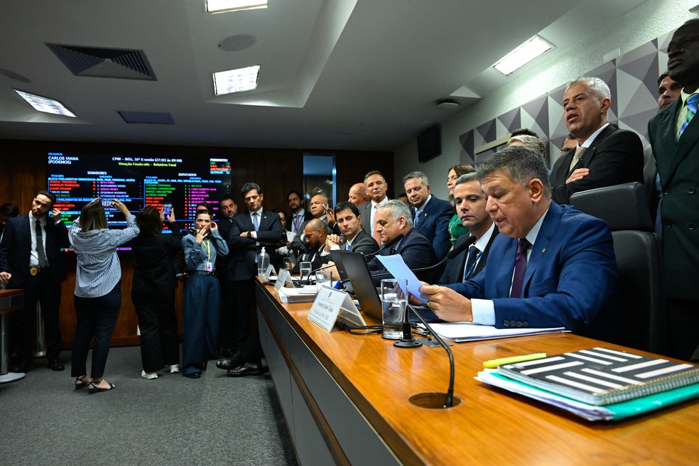 Comissão Parlamentar Mista de Inquérito (CPMI) do INSS realiza reunião deliberativa para apresentação e apreciação do relatório final. — Foto: Marcos Oliveira/Agência Senado