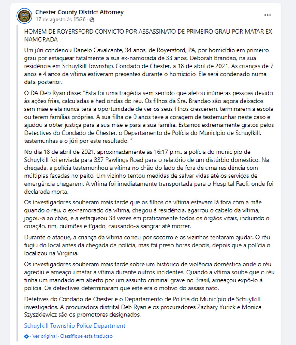 Autoridades acreditam que Cavalcante estava tentando fugir para o México — Foto: Reprodução/ Facebook