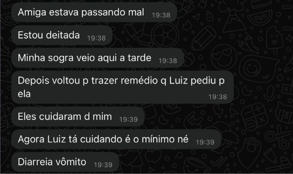 Print de conversa em que Larissa Rodrigues Garnica fala para amiga sobre sintomas que teve dias antes de morrer em Ribeirão Preto (SP). — Foto: Reprodução/EPTV