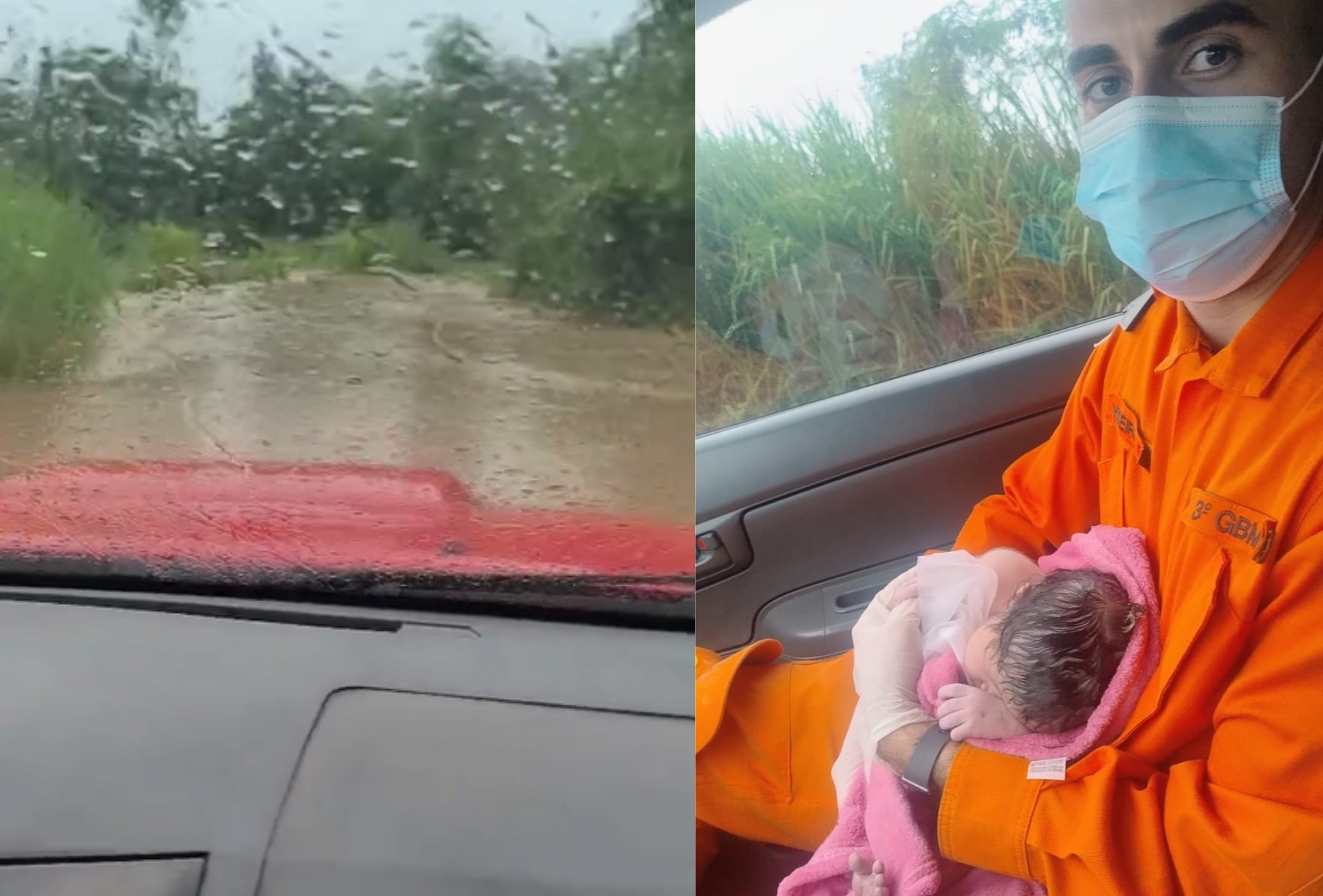 Bebê nasce antes da chegada ao hospital após equipe de resgate enfrentar estrada alagada em MS