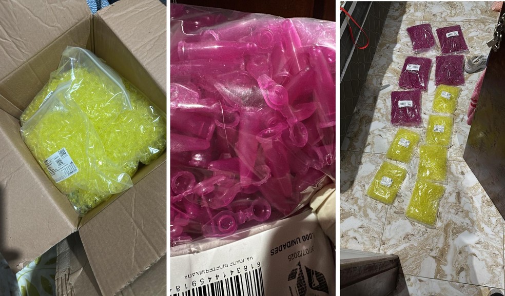 Pinos usados para colocar drogas foram apreendidos em mercadorias — Foto: PF-AL