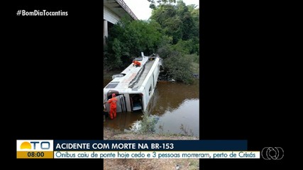 Ônibus cai de ponte e deixa mortos e feridos em rodovia no sul do Tocantins