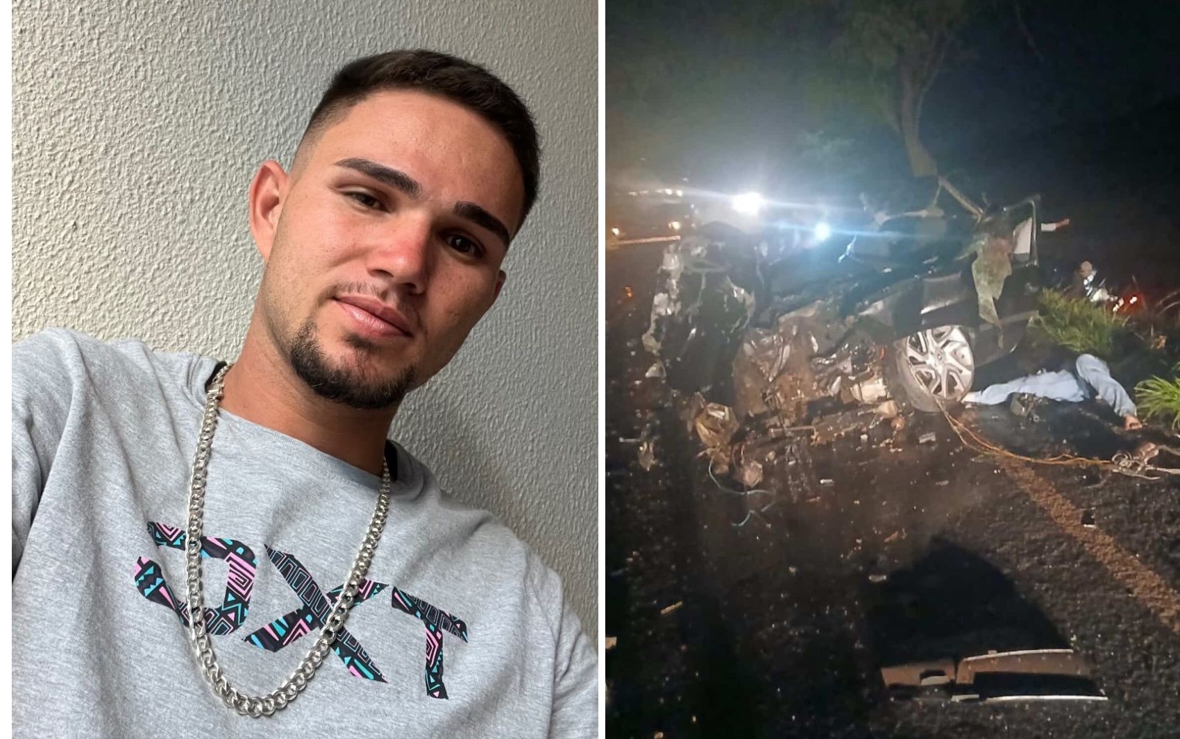 Jovem morre após carro bater em caminhão e capotar