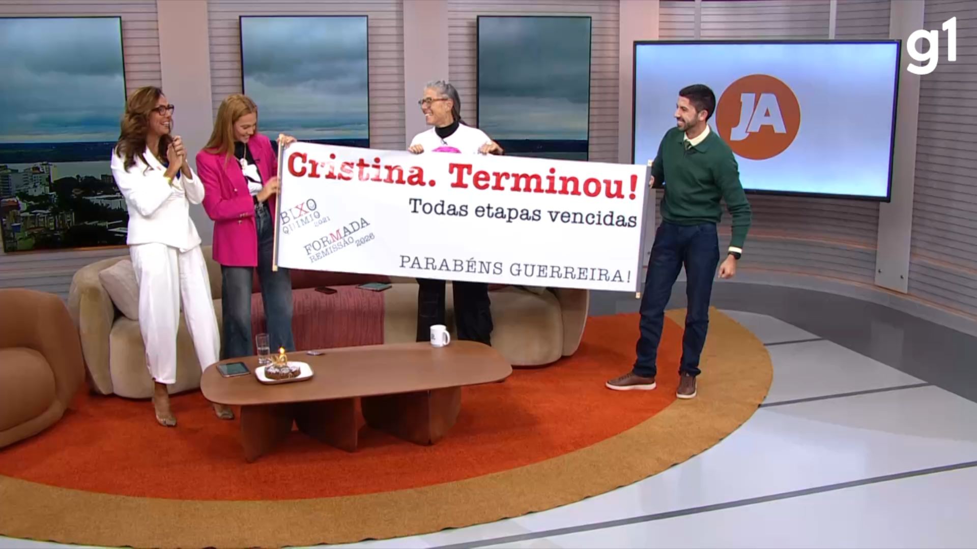 Cristina Ranzolin toma último remédio para tratamento de câncer ao vivo no Jornal do Almoço; VÍDEO