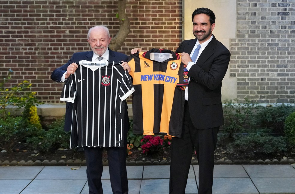 Presidente Lula e prefeito de Nova York, Zohran Mamdani, durante encontro na casa do embaixador brasileiro na ONU, S&eacute;rgio Danese, em Nova York, nos Estados Unidos, em 21 de setembro de 2026. &mdash; Foto: Adam Gray/Pool via REUTERS