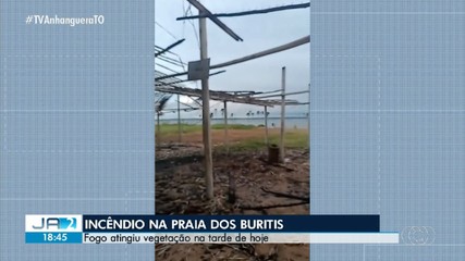 Incêndio atinge vegetação da Praia dos Buritis, em Palmas