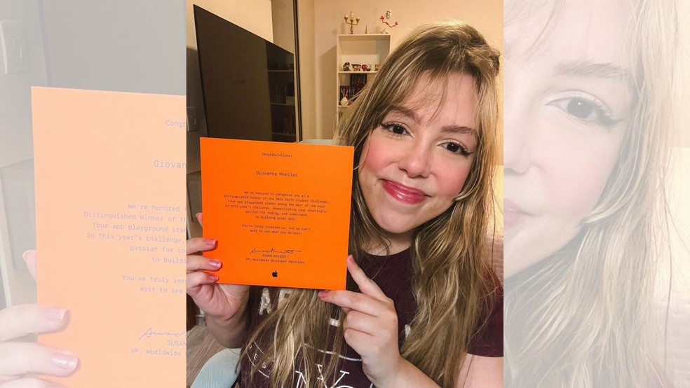 Jovem compartilhou com seguidores nas redes sociais vitória em desafio mundial da Apple — Foto: Reprodução/Instagram