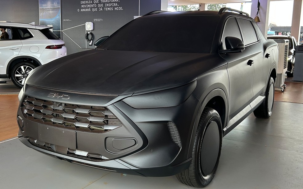 BYD exibe modelo da nova picape Mako, que será lançada no segundo semestre de 2026 — Foto: Matheus Vinícius/g1