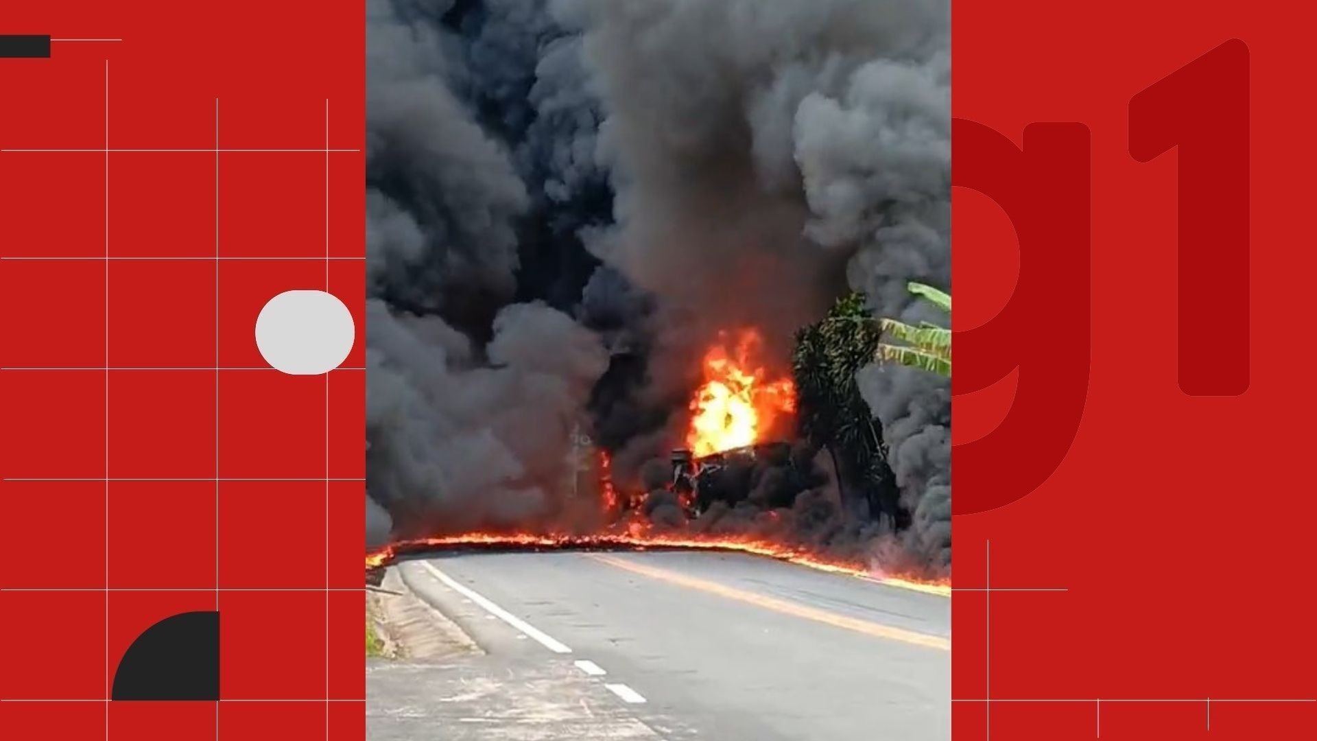 Caminhão tomba, pega fogo e interdita rodovia no ES