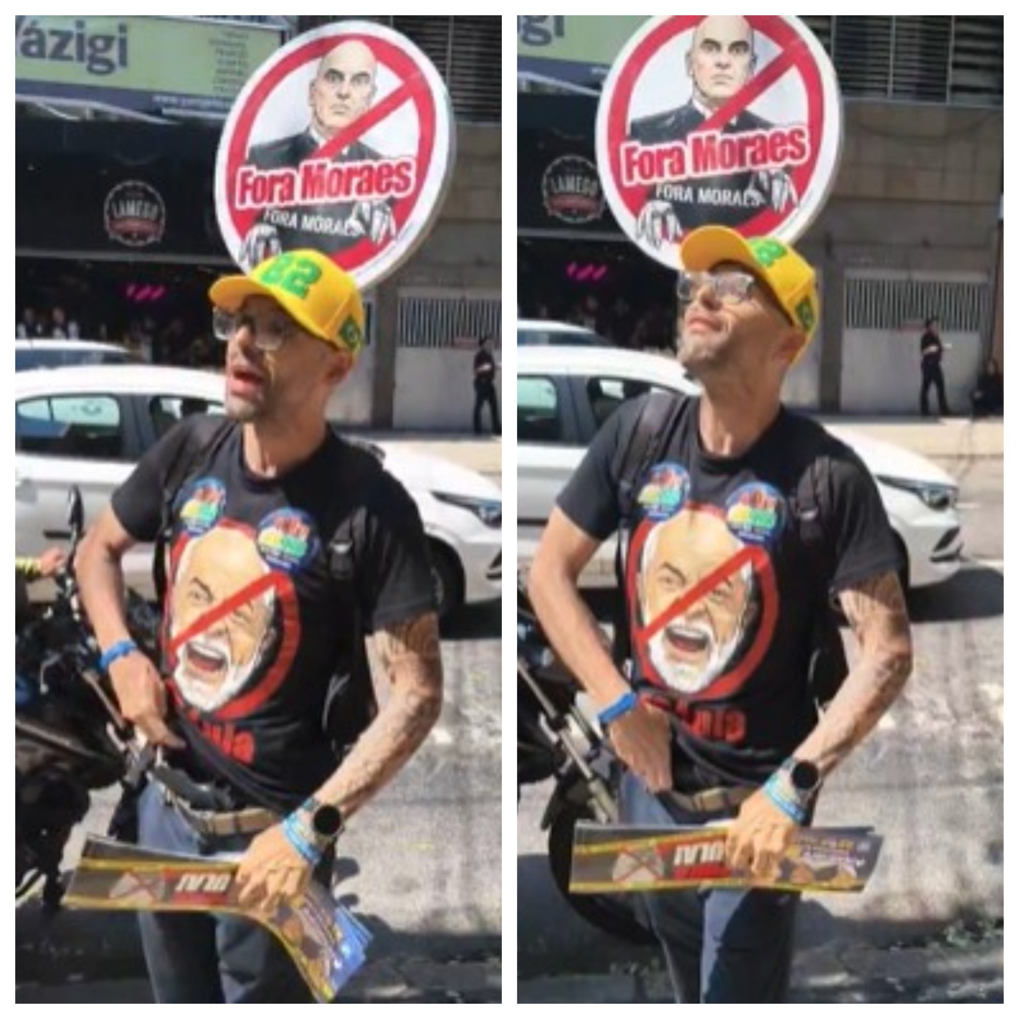 Imagem mostra deputado Alexandre Knoploch (PL) ameaçando puxar arma contra militantes do PSOL na Tijuca