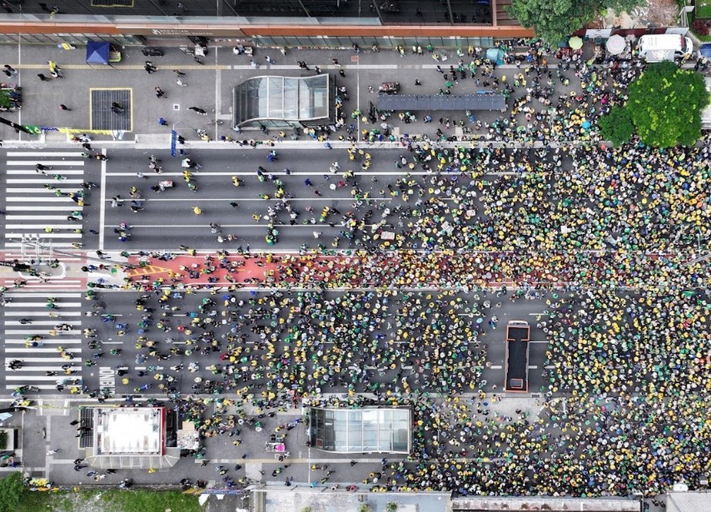 Foto usada na contagem de pessoas no ato na Paulista pró-anistia — Foto: Reprodução/Monitor do Debate Político no Meio Digital & More in Common
