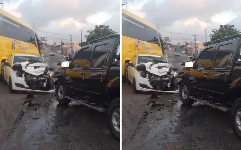 Carros batem de frente e motorista fica preso às ferragens na ponte de Igapó