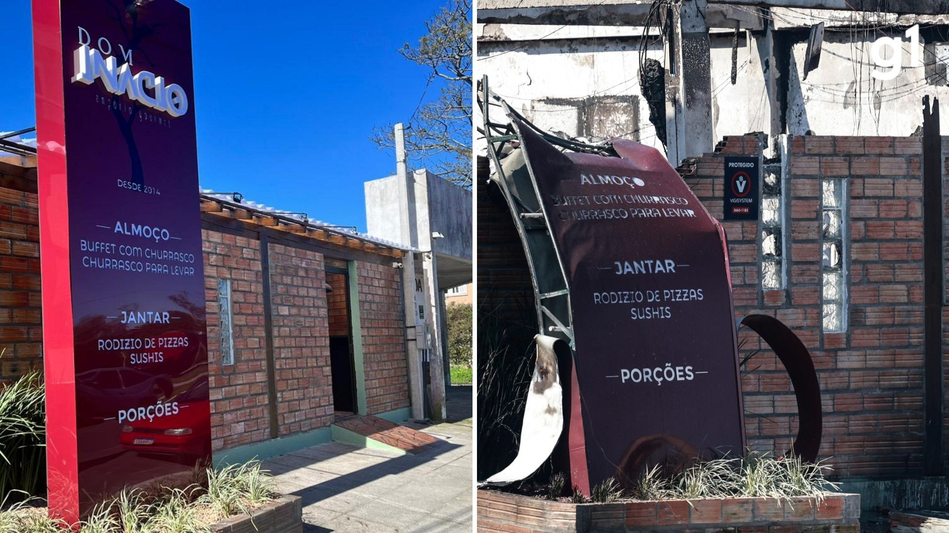 ANTES e DEPOIS: veja restaurante atingido por queda de avião que deixou quatro mortos no RS