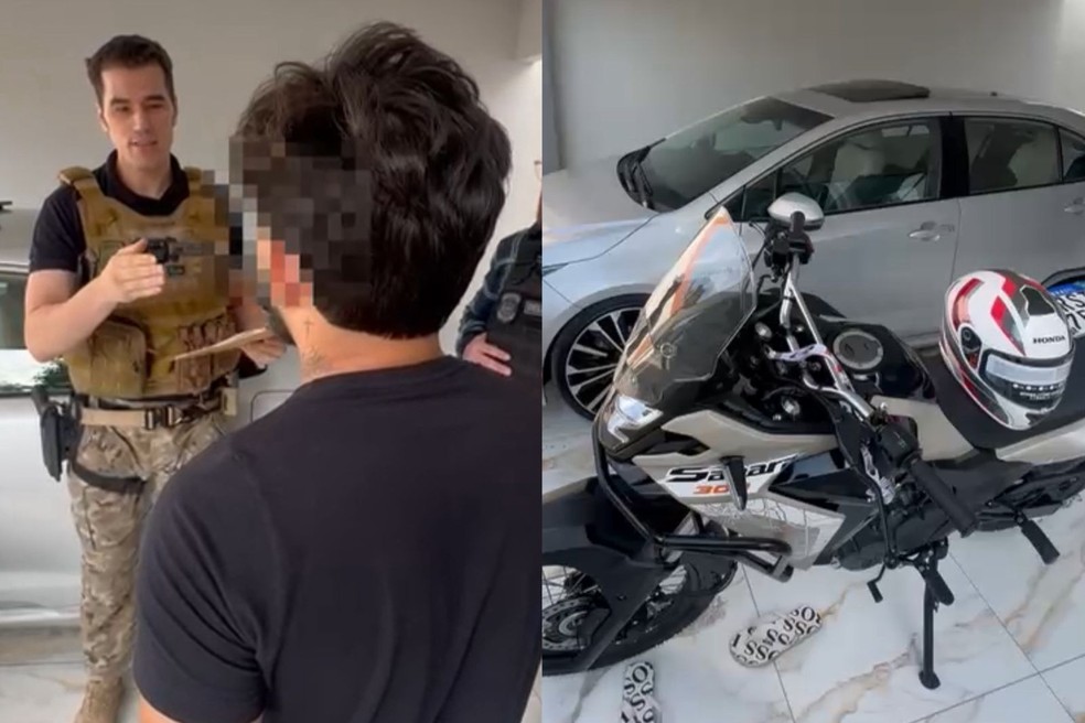 Influenciador é alvo de operação por divulgar rifas e apostas ilegais; carro e moto de luxo apreendidos — Foto: Divulgação/SSP-PI