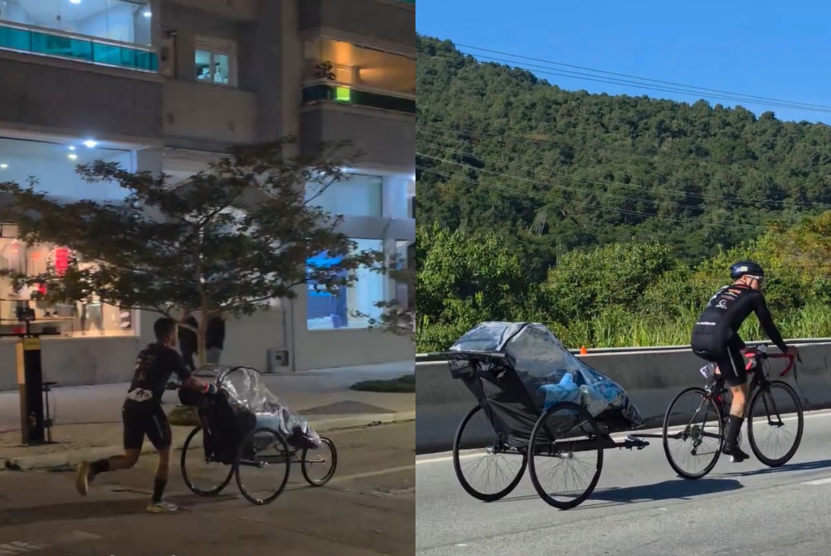 Pai completa os 226 km do Ironman ao lado do filho com paralisia cerebral em SC: 'É ele que me carrega'