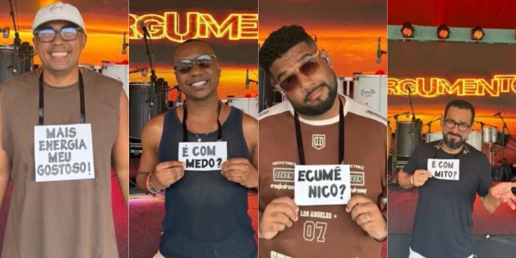 Após brincadeira de Ivete, grupo Argumento faz plaquinhas com frases da cantora no Carnaval 