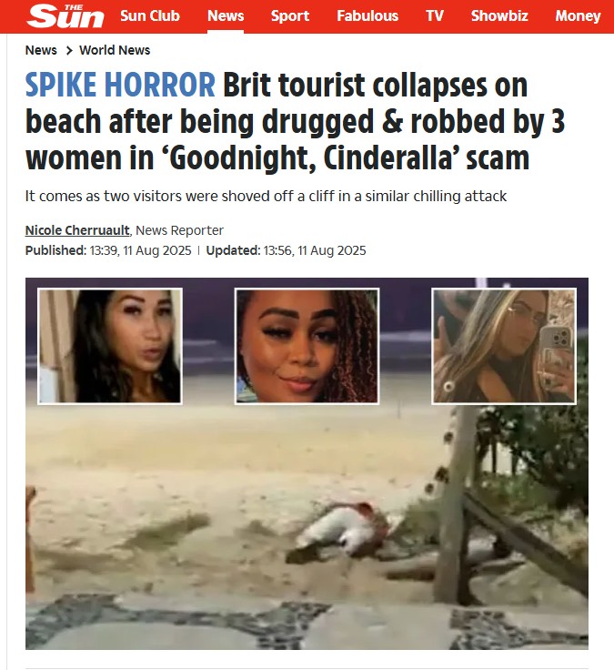 'Esquema horripilante', 'Good night, Cinderella' e 'momento chocante': caso de turistas dopados repercute na mídia britânica