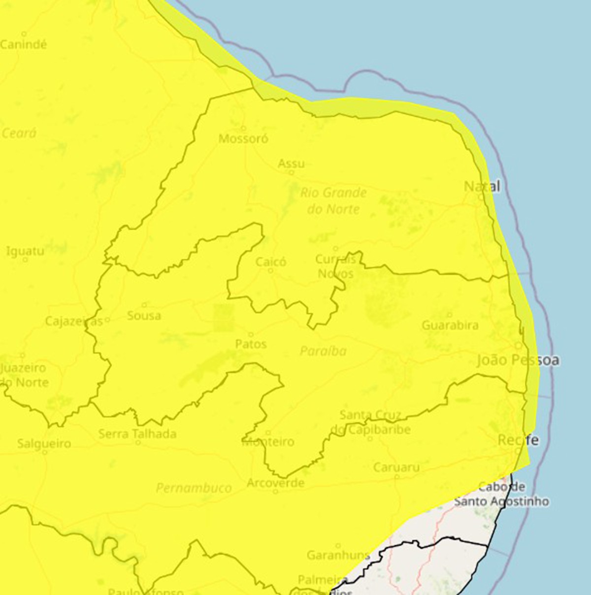 Inmet emite alerta de vendaval para todo o Rio Grande do Norte até quinta-feira