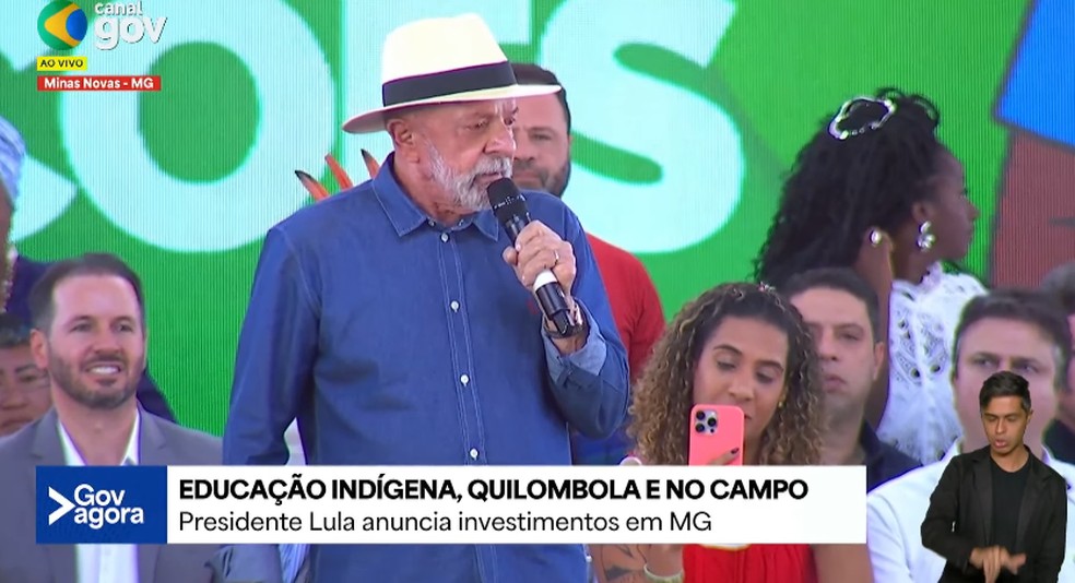 Lula participa de cerimônia em Minas Gerais. — Foto: Reprodução/ CanalGov