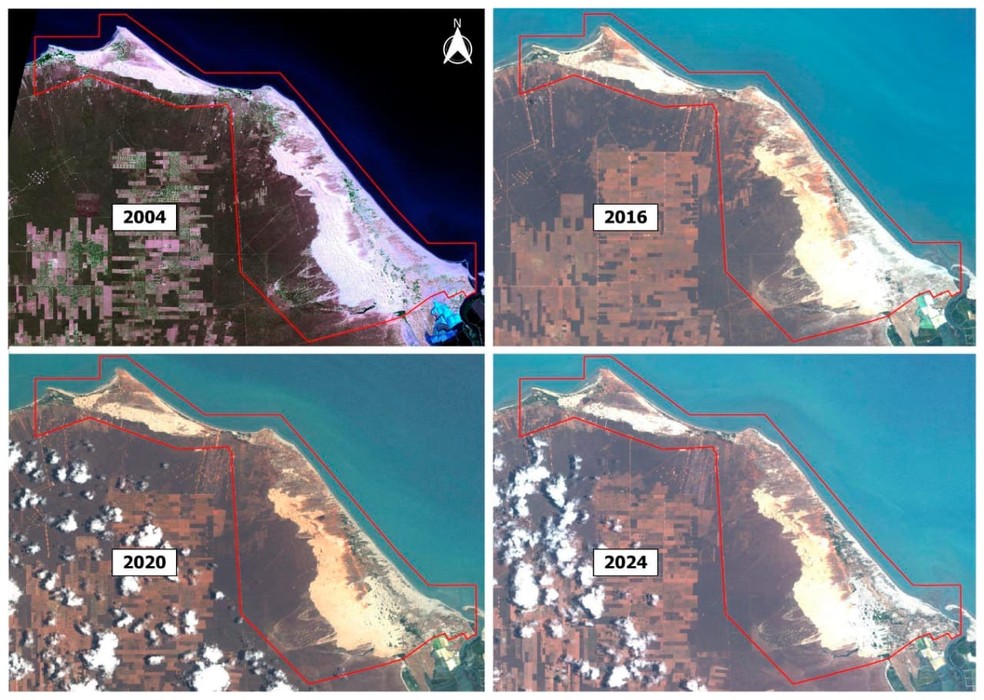 Pesquisa analisou imagens de satélite na APA das Dunas do Rosado — Foto: Reprodução
