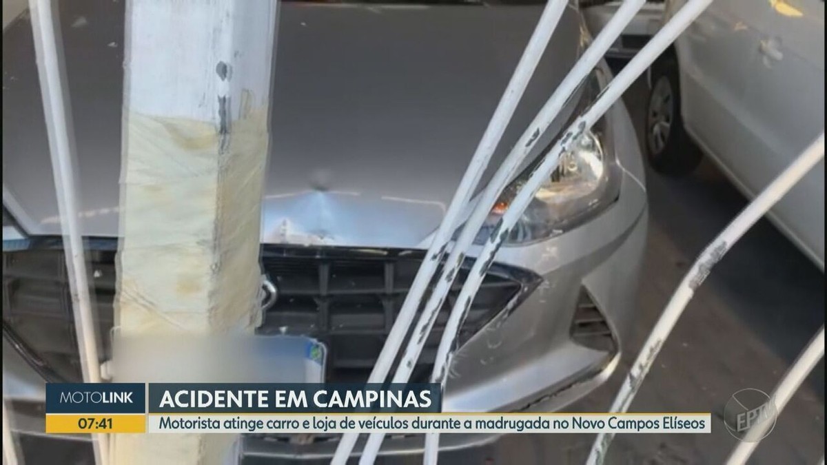 VÍDEO: mulher bate em carro estacionado e atinge grade de loja de automóveis em Campinas 