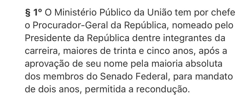 Características do Procurador-Geral da República — Foto: Constituição